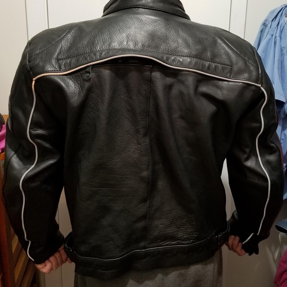 Mens Leather embroidered stitch leather jacket - Picture 3 of 3